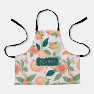 Peach Floral Colourful Personalized Pattern Apron
