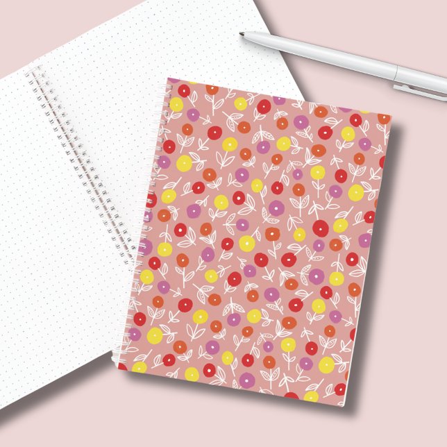 Peach floral ditsy boho notebook (Cute peach floral ditsy notebook.  Cute for kids stationery and back to school.)