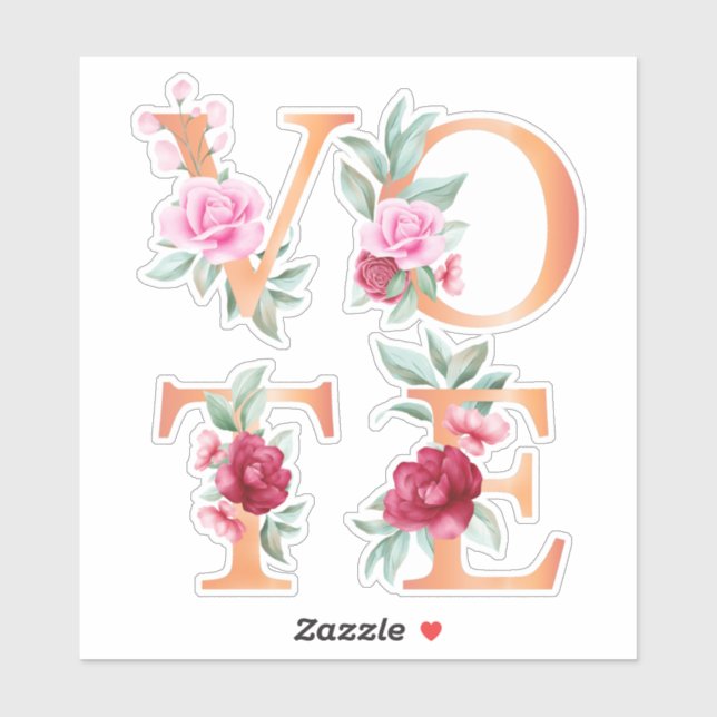 Peach Floral Elegant Feminine Go Vote (Sheet)