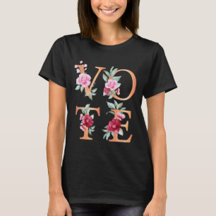 Peach Floral Elegant Feminine Go Vote T-Shirt