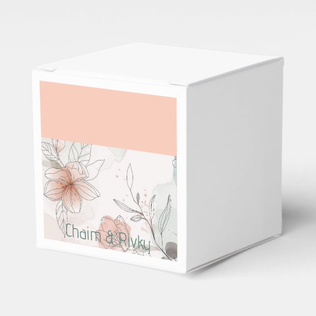 Peach floral Favour Box (Front Side)