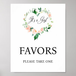 Peach Floral Favours Baby Shower  Poster