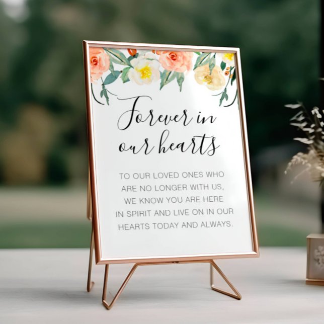 Peach Floral Forever In Our Hearts Memorial Poster (Creator Uploaded)