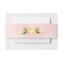 Peach Floral Invitation Belly Band