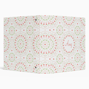Peach Floral Mandala Personalized Binder