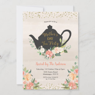 Peach Floral Mother's Day Tea Invitation