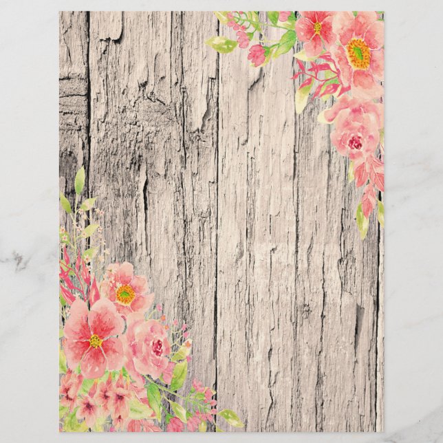 Peach floral on wood (Front)