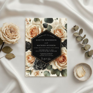 Peach Floral Opulence Wedding Invitation
