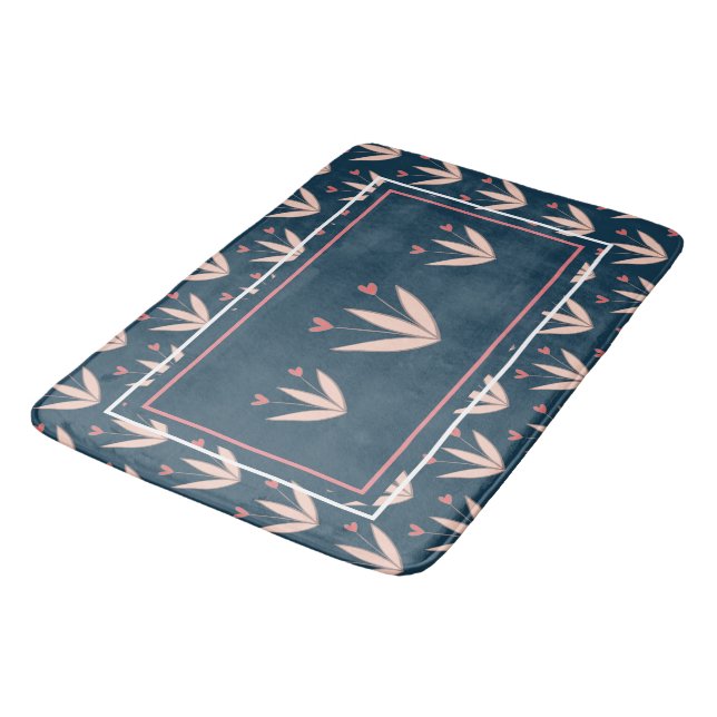 Peach Floral Pattern Bath Mat (Angled)