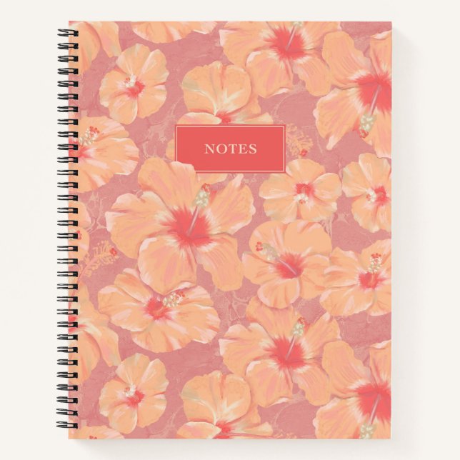Peach Floral Pattern Notebook (Front)