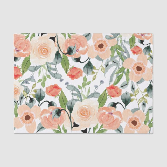 Peach Floral Pattern Tissue Paper (Front)