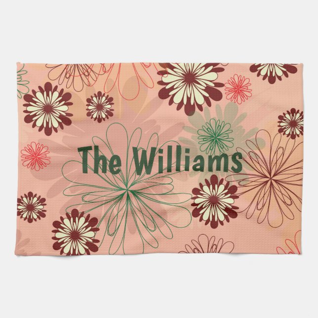 Peach Floral Personal Display Kitchen Towel (Horizontal)