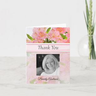 Peach Floral Photo Memorial Merci Note