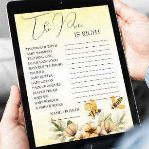 Peach Floral Price is Right Baby Shower Game Card 