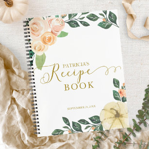 Peach Floral Pumpkin Bridal Shower Recipe Book
