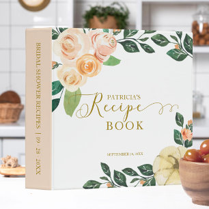 Peach Floral Pumpkin Bridal Shower Recipe Book Binder