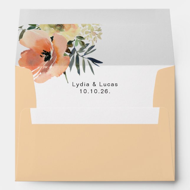 Peach Floral Return Address Envelope (Back (Bottom))