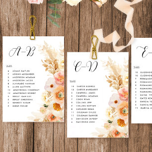 Peach Floral Seins Plan Cartes avec nom d'invité