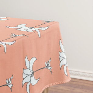Peach Floral Tablecloth