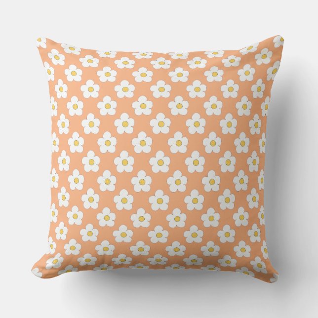 Peach Floral Throw Pillow (Front)