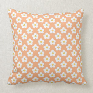 Peach Floral Throw Pillow
