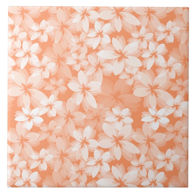 Peach Floral Tile (Front)