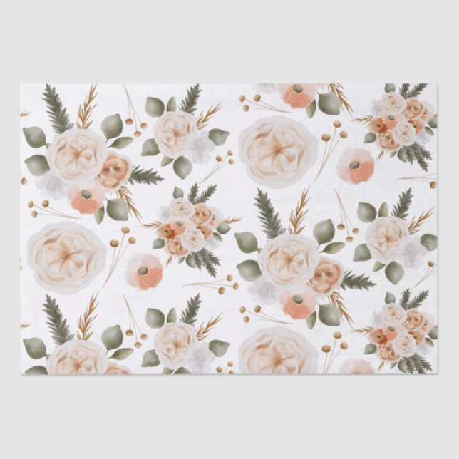 Peach Floral Tissue Paper  (Front)