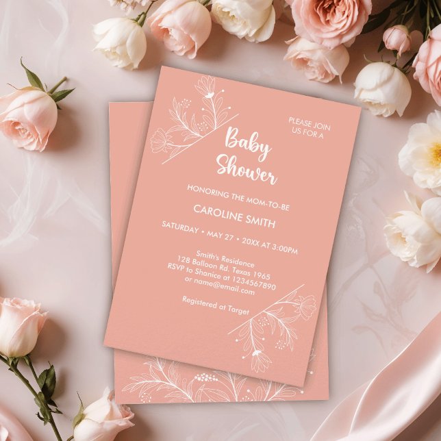 Peach Floral Vintage Baby Shower Invitation (Creator Uploaded)