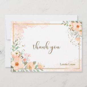 Peach Floral Watercolor Note Card