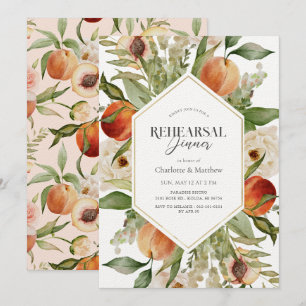 Peach Floral Watercolor Rehearsal Dinner Invitation