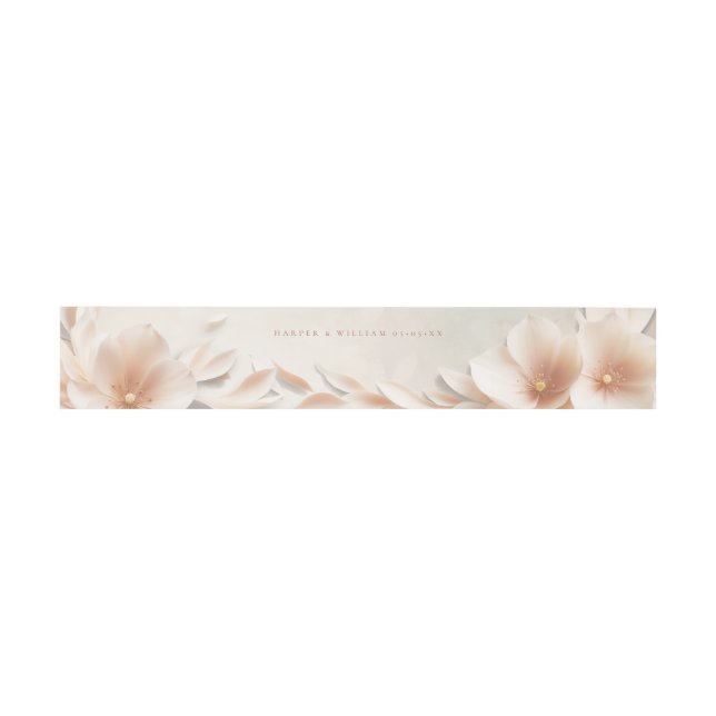 Peach floral wedding invitation  invitation belly band (Flat)