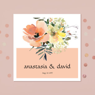 Peach Floral Wedding Napkins