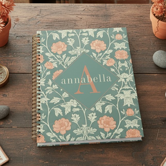 Peach Floral William Morris Elegant Monogram Planner (Creator Uploaded)