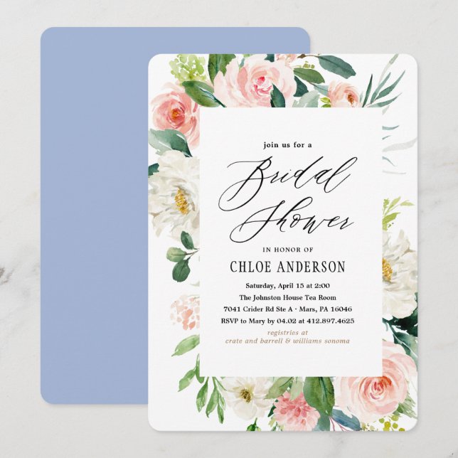 Peach Florals Bridal Shower Invitation (Front/Back)