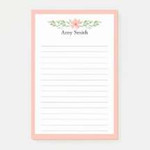 Peach Florals Personalized Lined