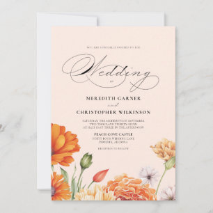 Peach Florals Wedding Invitation