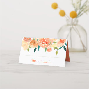 Peach Florals Wedding Place Card