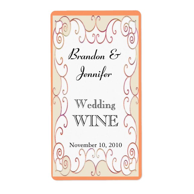 Peach Flourds Mariage Mini Étiquettes de vin (Devant)