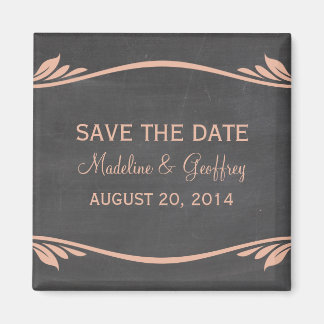 Peach Flourish Chalkboard Save the Date Magnet