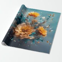 Peach Flower Burst - Wrapping Paper