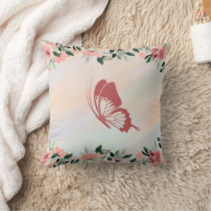 Peach Flower Throw Pillow