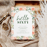 Peach Flowers Arch Elegant Vintage 60th Birthday