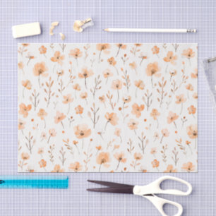 Peach Flowers Birthday Tissue Paper