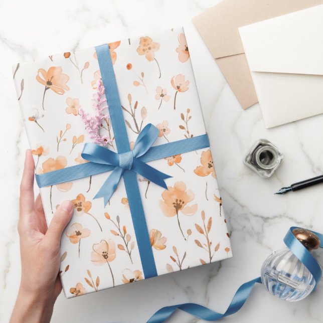 Peach Flowers Birthday Wrapping Paper (Gifting)