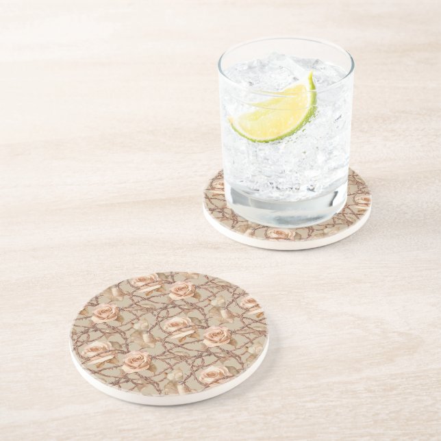Peach Flowers Coaster (Side)