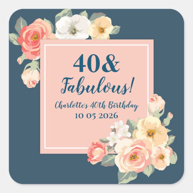 Peach Flowers Custom Birthday Favour Tag (Front)