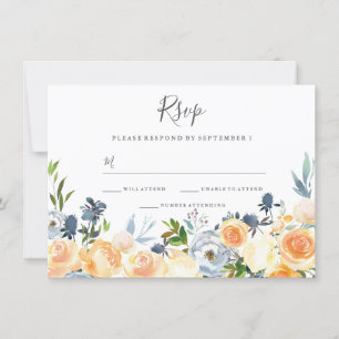 Peach Flowers Elegant Wedding invite RSVP