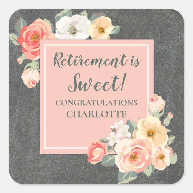 Peach Flowers Retirement Party Favour Tag (Front)