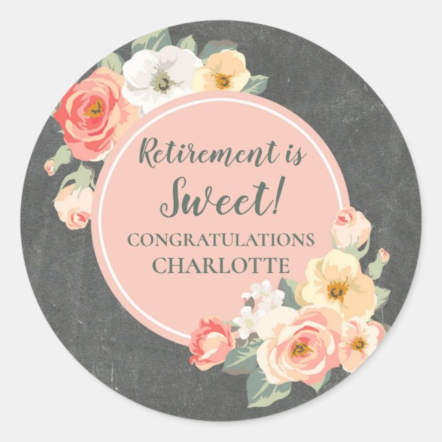 Peach Flowers Retirement Party Favour Tag (Front)