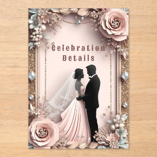 🌸 Peach Flowers Spring Wedding ✨ Acrylic Invitations